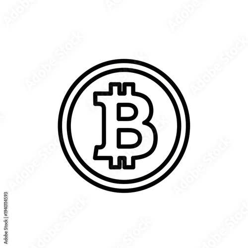 Cryptocurrency Digital Bitcoin Icon in Modern Minimalist Design