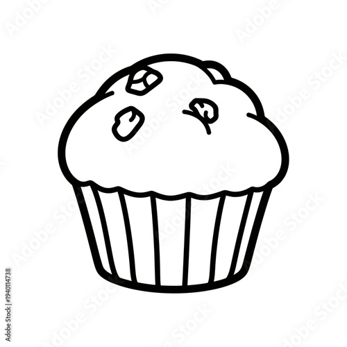 Cute Hand-Drawn Muffin Illustration with Sprinkles for Food and Dessert Themes
