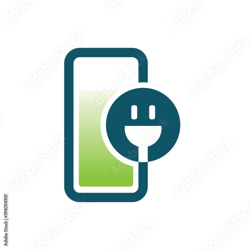 Smartphone with Electric Plug Icon Illustration