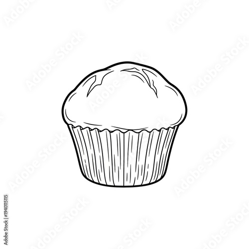 Delicious Fresh Cupcake with Sweet Frosting and Paper Wrapper