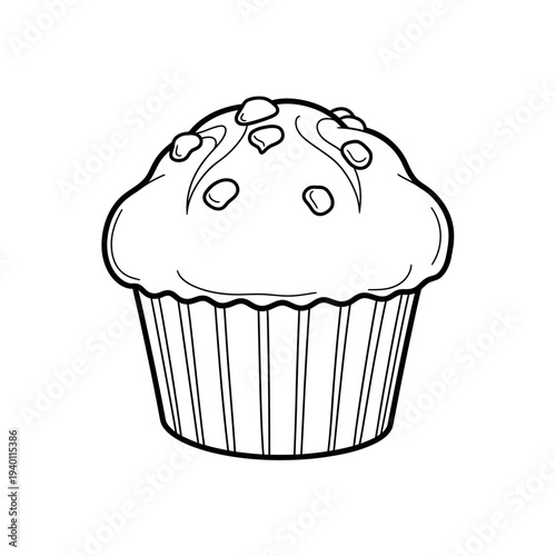 Delicious Soft Muffin with Chocolate Chips for Breakfast and Snack