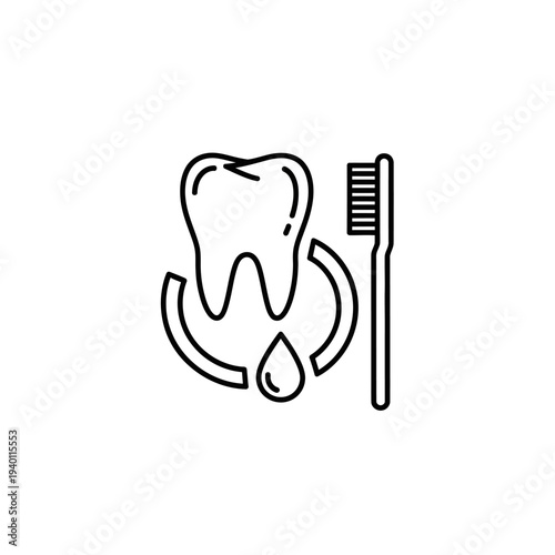 Dental Care and Hygiene Concept with Tooth, Toothbrush, and Droplet Icon