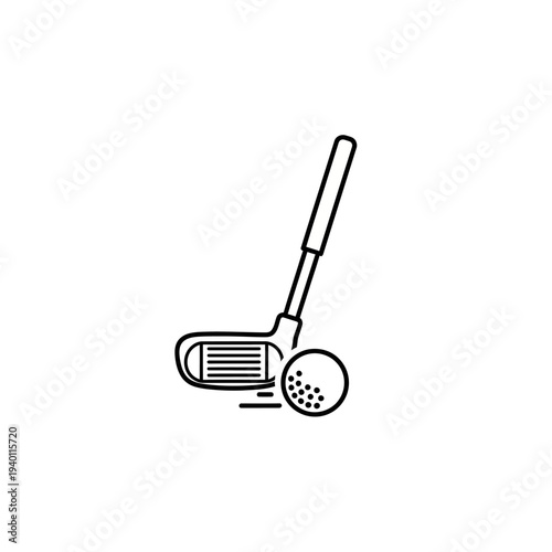 Golf Equipment with Golf Club and Ball on a White Background for Sports and Recreation Content