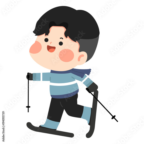 Illustration Of A Boy Skiing