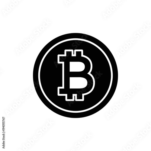 Digital Cryptocurrency Bitcoin Icon Representation for Financial Technology