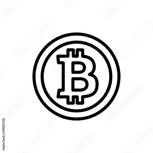 Digital Cryptocurrency Bitcoin Icon Representing Blockchain and Digital Currency