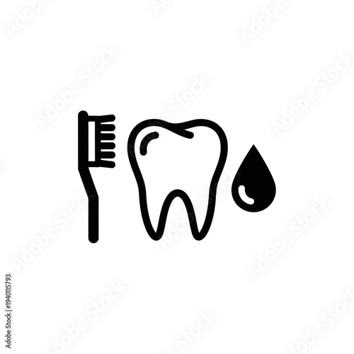 Health and Dental Care Concept with Toothbrush, Tooth, and Droplet Icons