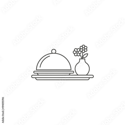 Elegant Table Setting with Cloche and Flower Vase for Fine Dining Ambiance