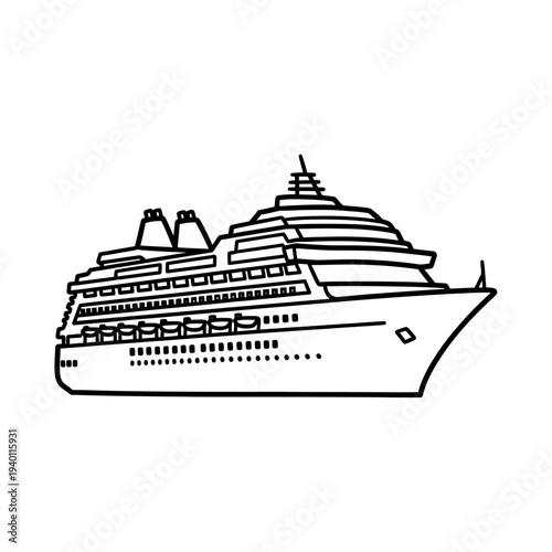 Luxury Cruise Ship Sailing at Sea with Multiple Decks and Modern Design