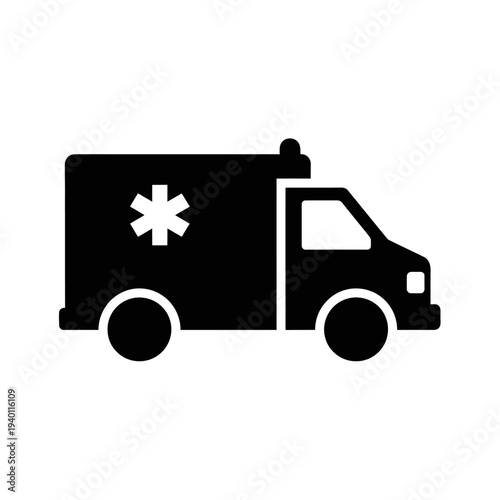 Emergency Medical Ambulance Vehicle Icon for Healthcare and Safety