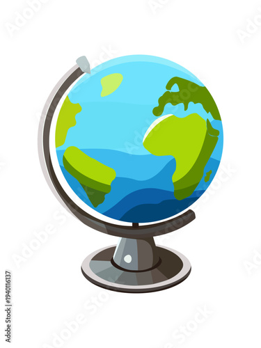 Cartoon Earth globe vector illustration isolated on white background.Globe is perfect for eco-friendly projects, travel apps, educational websites, and global business concepts