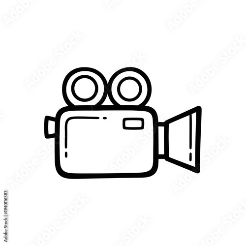 Icon of Vintage Video Camera with Recording Equipment for Filmmaking