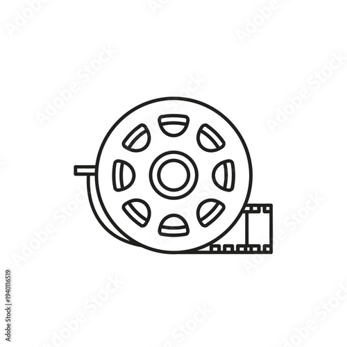 Illustration of a Classic Film Reel with Film Strip for Cinematic Content