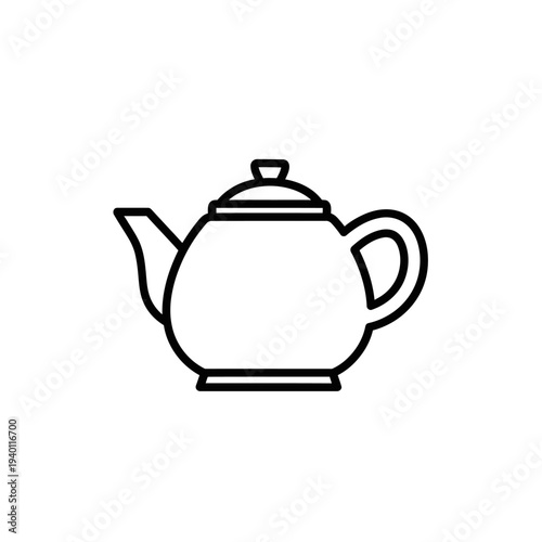 Minimalist Black and White Line Art Illustration of a Tea Pot for Kitchen Decor or Cafe Signage