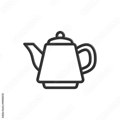 Minimalist Black and White Line Art of a Classic Teapot for Kitchen Decor