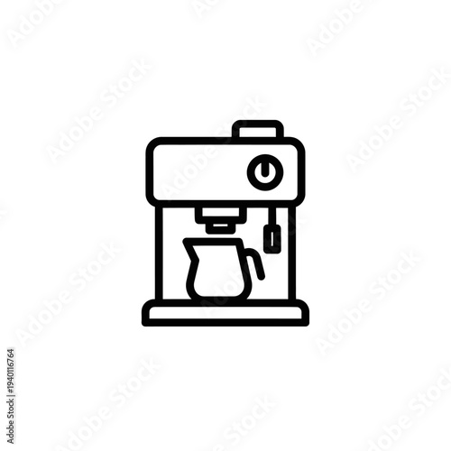 Minimalist Black and White Coffee Maker Icon for Kitchen and Beverage Themes