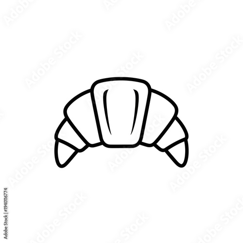 Minimalist Black and White Line Art of Croissant Illustration for Bakery or Food Design