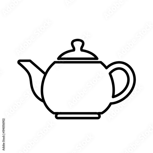 Minimalist Black and White Line Drawing of a Classic Teapot for Kitchen Decor