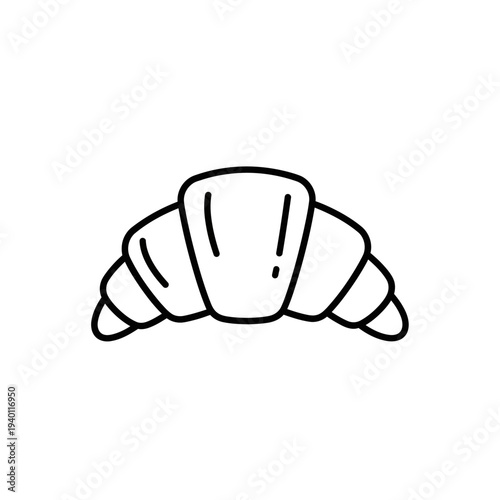 Minimalist Black and White Line Drawing of a Croissant for Creative and Artful Designs