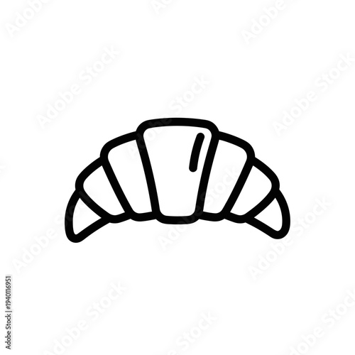 Minimalist Black and White Croissant Line Icon for Bakery or Food Design