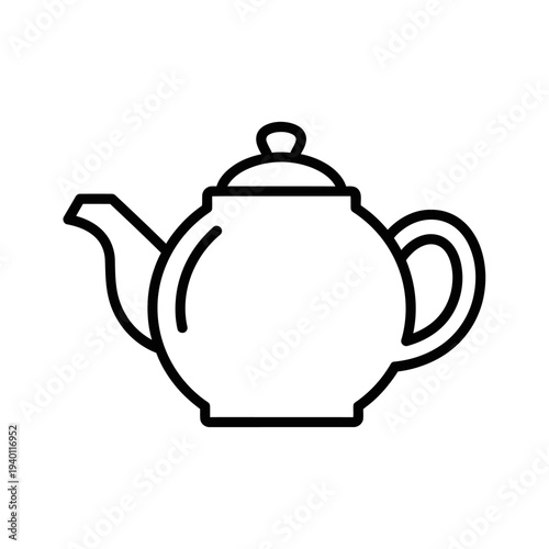 Minimalist Black and White Line Drawing of a Classic Teapot