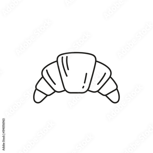 Minimalist Black and White Line Drawing of a Croissant for Culinary and Bakery Visuals