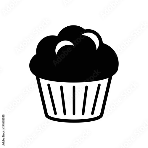 Minimalist Black and White Cupcake Icon for Bakery and Dessert Designs