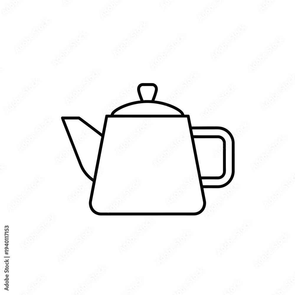 Fototapeta premium Minimalist Black and White Line Drawing of a Modern Teapot, Coffee Pot Illustration