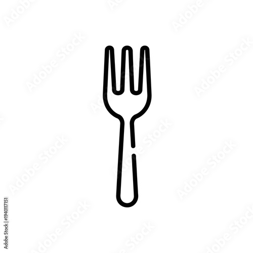 Minimalist Black Line Drawing of Fork for Food and Dining Concept