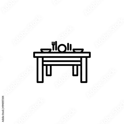 Minimalist Dining Table Setting with Fork, Knife, and Plate on Modern Surface