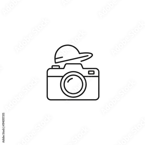 Minimalist Camera and Hat Icon for Photography or Creative Design