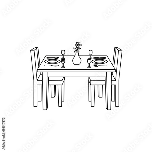 Minimalist Dining Table with Elegant Vase and Candles for Home Decor