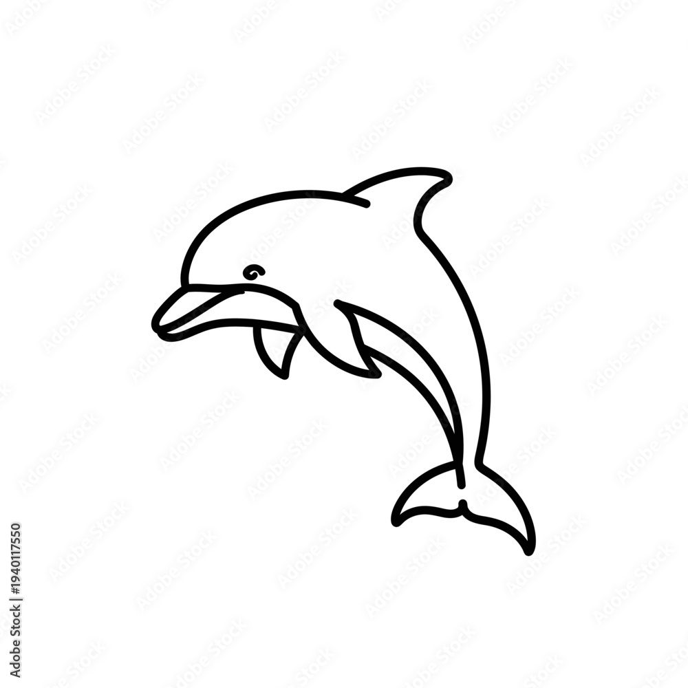 Fototapeta premium Minimalist Illustration of a Playful Dolphin in Motion for Marine Life Art