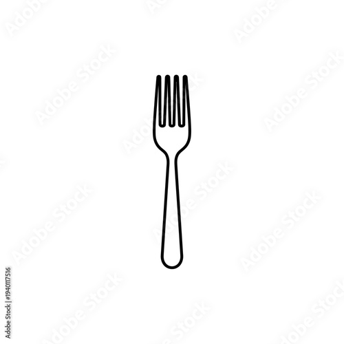 Minimalist Black and White Outline of a Dining Fork for Culinary and Food Presentation Use