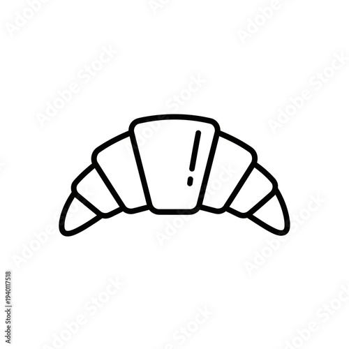 Minimalist Line Art Illustration of a Croissant for Bakery Concept or Food Design