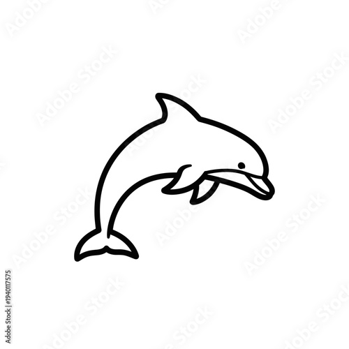 Minimalist Illustration of a Playful Dolphin Jumping Out of Water for Marine Life Themes