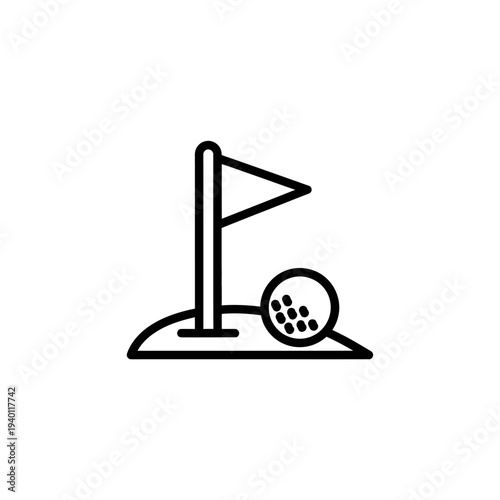 Minimalist Golf Flag and Ball Icon for Sports and Recreation Themes
