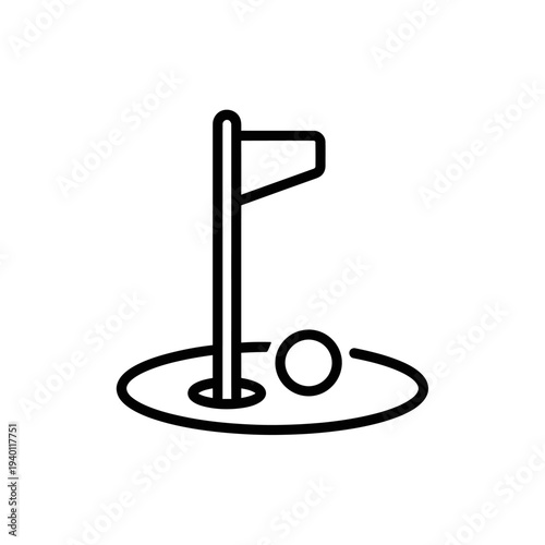Minimalist Golf Flag Icon for Sports and Recreation Design