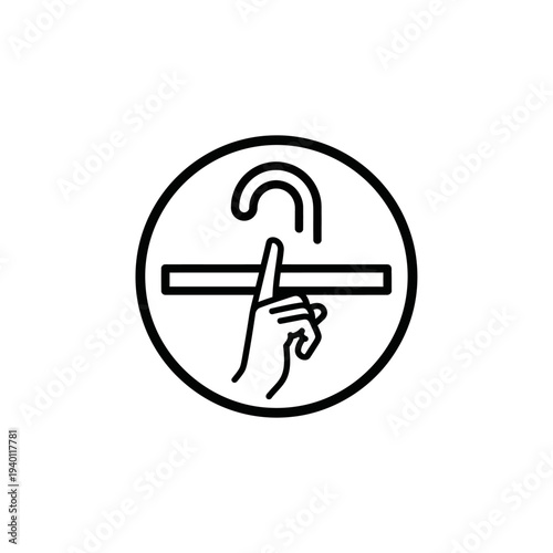Minimalist Hand Gesture with Finger on Lips and Tap Icon Illustrating Silence and Discretion