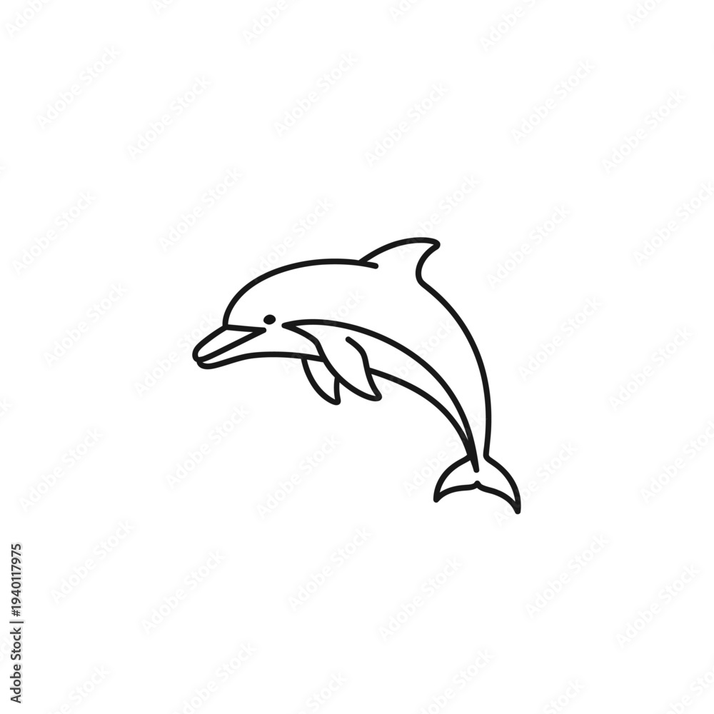 Fototapeta premium Minimalist Line Art Illustration of a Playful Dolphin in Motion