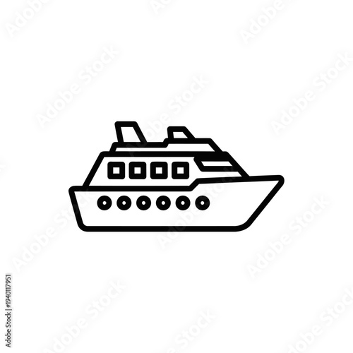 Minimalist Line Art Illustration of a Modern Yacht Cruiser