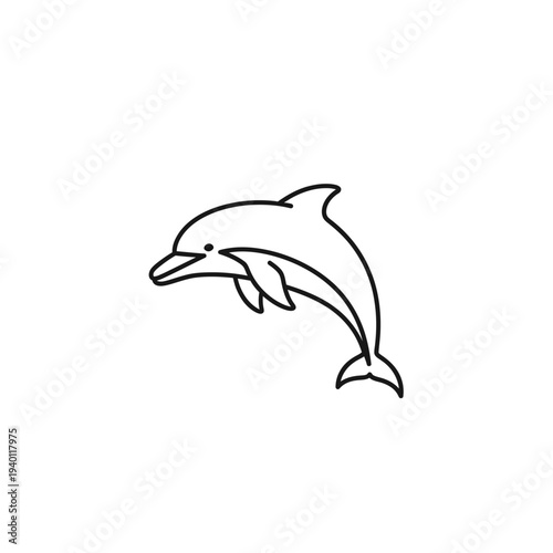 Minimalist Line Art Illustration of a Playful Dolphin in Motion