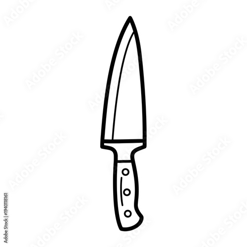 Minimalist Illustration of a Chef's Kitchen Knife with Sharp Blade Design