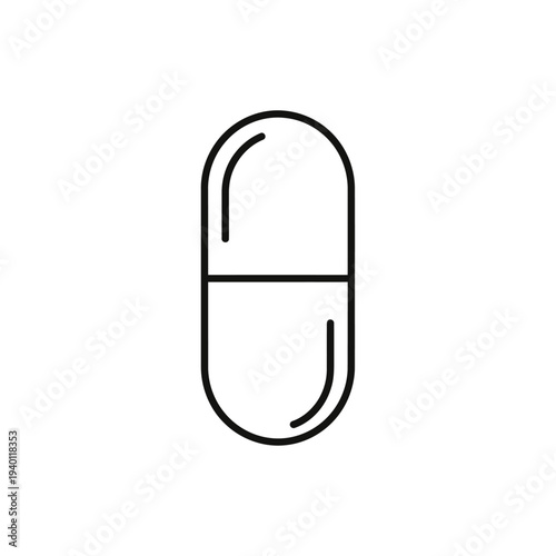 Minimalist Line Drawing of a Capsule Pill for Medical and Healthcare Themes