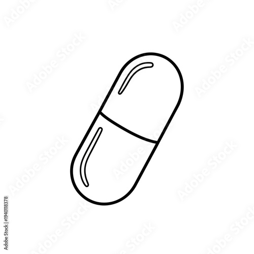 Minimalist Line Drawing of a Capsule Pill for Medication or Healthcare Concept
