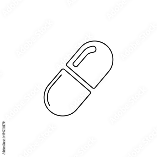 Minimalist Line Drawing of a Capsule Pill Icon for Medical and Healthcare Design