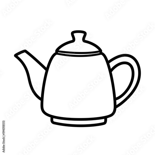 Minimalist Line Drawing of a Classic Tea Kettle for Kitchen Decor or Design Projects