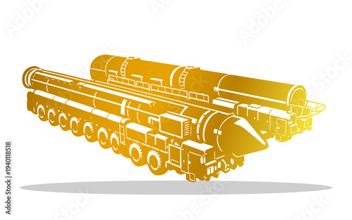 military mobile intercontinental ballistic missile launcher white background