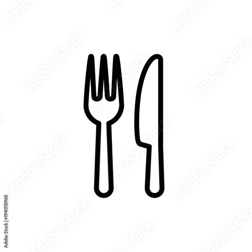 Minimalist Outline Illustration of Fork and Knife for Dining and Food Presentation