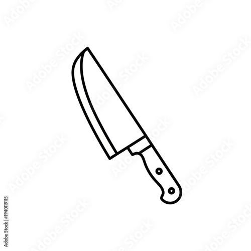 Minimalist Line Drawing of a Kitchen Cleaver for Culinary and Food Preparation Concepts